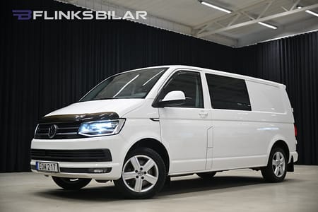 Volkswagen Transporter TwinCab 4Motion DSG 204HK Dubbelhytt|Nedlackad|LED|Taklucka
