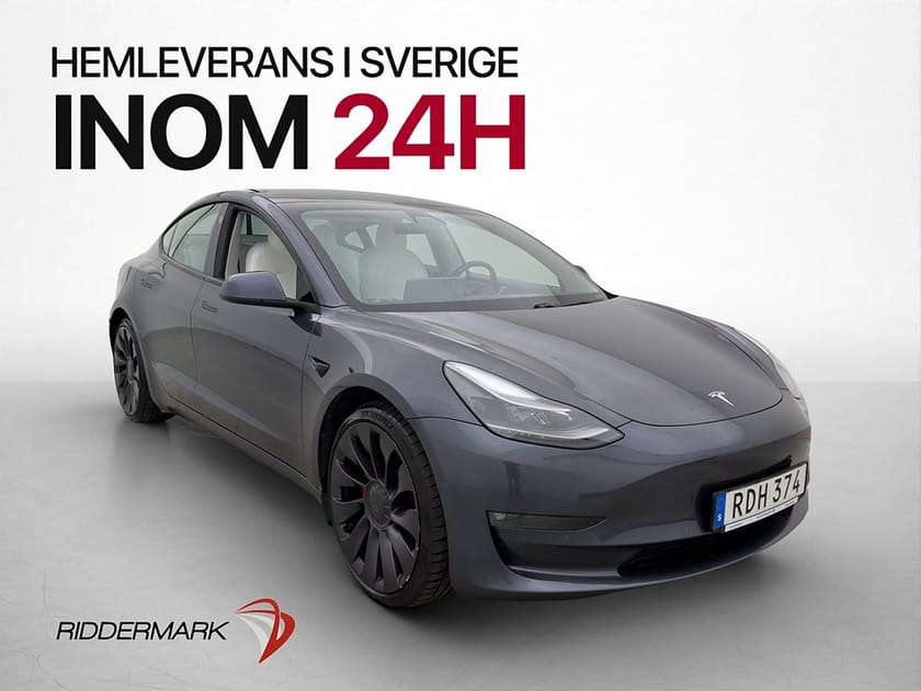 Bild 1 av Tesla Model 3 Performance Ljus interiör Värmepump Autopilot