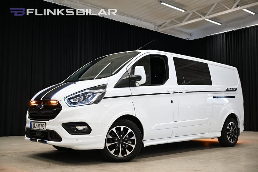 Bild 1 av Ford Transit Custom 320 170HK Automat|Dubbelhytt|Sport|Inredd|Moms|SeUtr