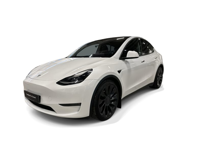 Bild 1 av Tesla Model Y Performance Certified Pre-Owned. 3,84% ränta. Dragkrok. Vinterdäck på originalfälg