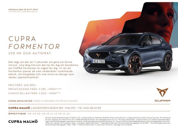 Sommarerbjudande från Cupra Malmö