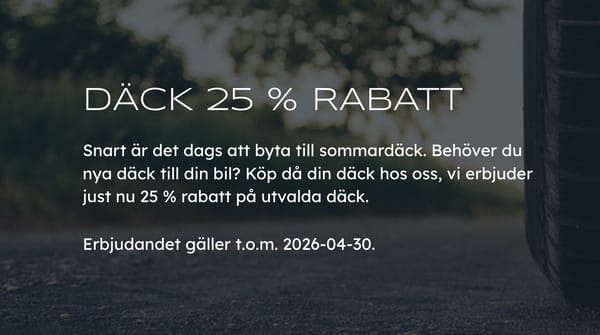 Däck 25% rabatt