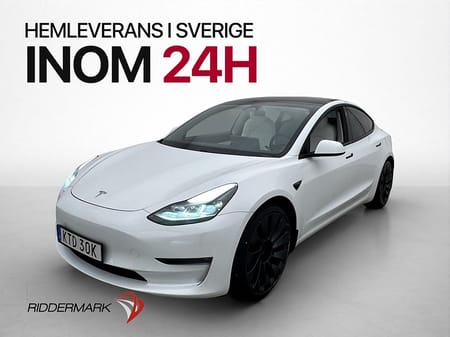 Tesla Model 3 Performance AWD Ljus Interiör Pano B-Kamera AP