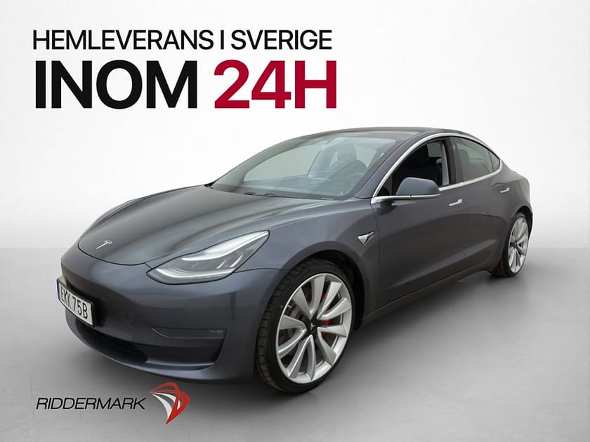 Bild 1 av Tesla Model 3 Performance AWD Panorama Skinn Svensksåld
