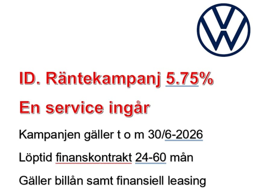 Bild 2 av Volkswagen ID.3 Pro Performance Performance/5,75% ränta+ en service/