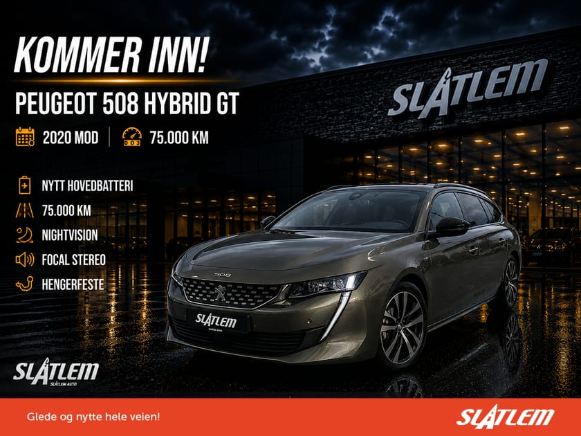 Bilde 1 av Peugeot 508 SW Hybrid GT Line HY2 225 hk, Night Vision ++++