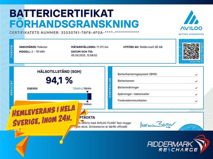 Bild 5 av Polestar 2 Long Range Dual Motor Performance Pano H/K 360°