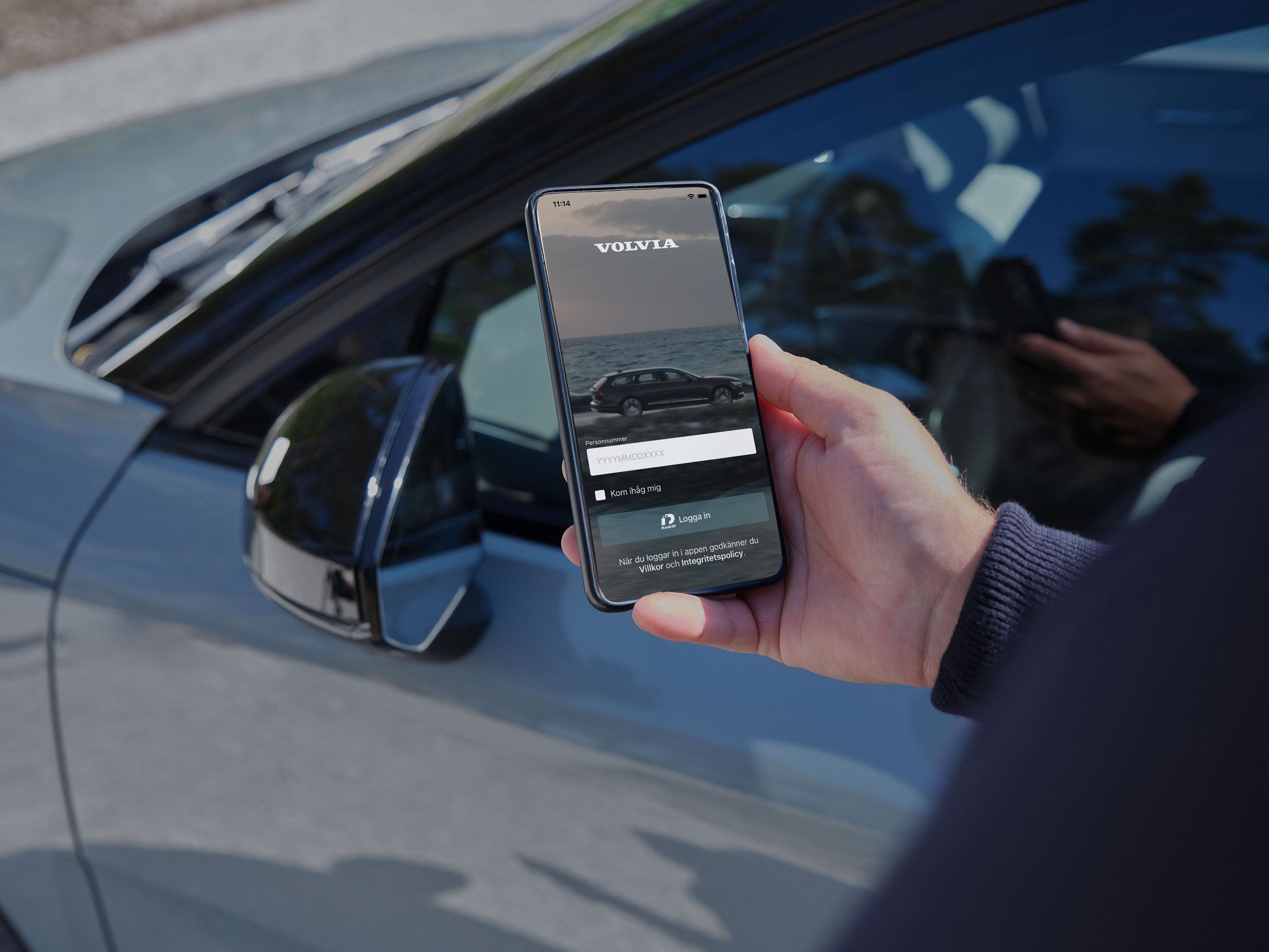 Fotobesiktning i Volvia-appen – kund fotar skada på bil