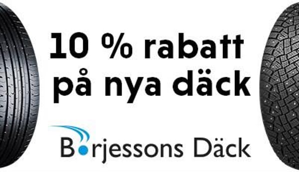10 % rabatt på nya däck