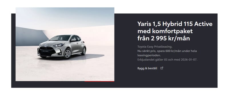Bild 1 av Toyota Yaris 1.5 Style Privatleasingkampanj