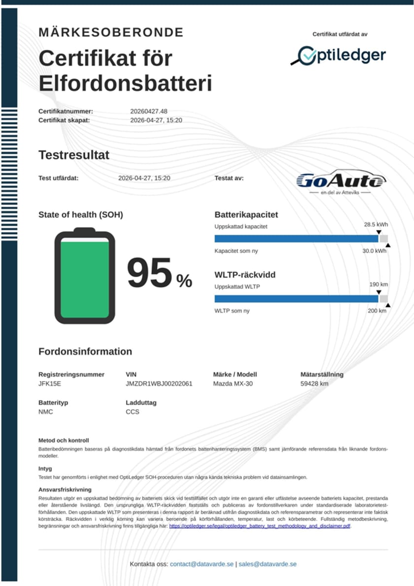 Bild 3 av Mazda MX-30 e-Skyactiv EV MX 30-Exclusive-line e-Skyactive  Backkamera 143hk