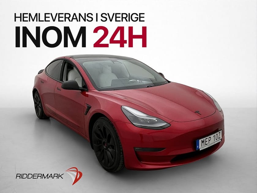 Bild 1 av Tesla Model 3 Long Range AWD Drag Ljus Interiör Svensksåld