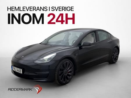 Tesla Model 3 Performance AWD Värmepump Pano Ljus-Interiör