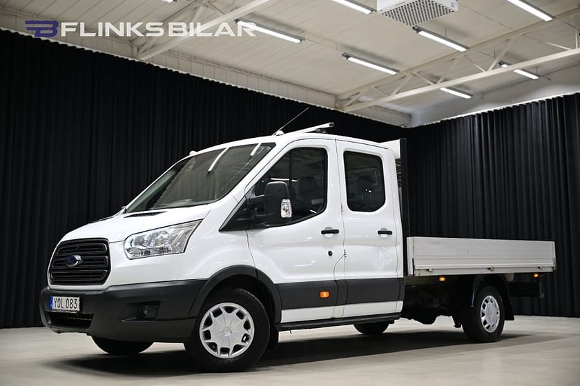Bild 1 av Ford Transit 350 Chassi Dubbelhytt 170HK Dubbelhytt|7-Sits|Flak|Drag|Värmare|NyKamrem