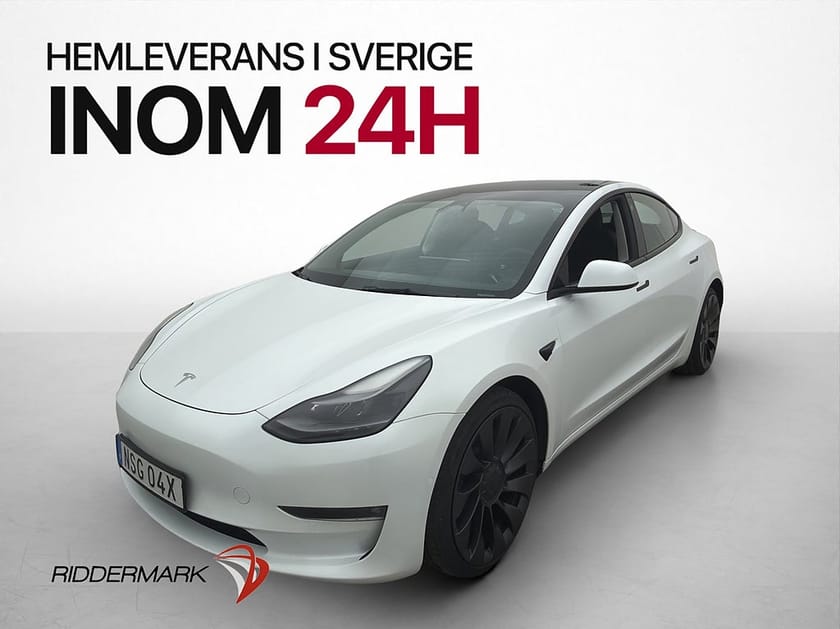 Bild 1 av Tesla Model 3 Performance AWD Autopilot Pano Två-Brukare