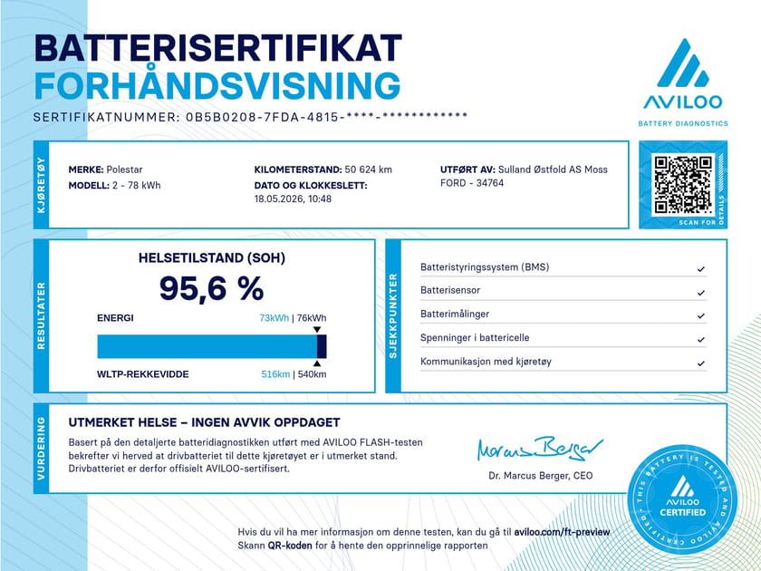 Bilde 2 av Polestar 2 Long Range Dual Motor LR DM /Batteritest/Krok/PilotLite/360kamera/El.Stoler+