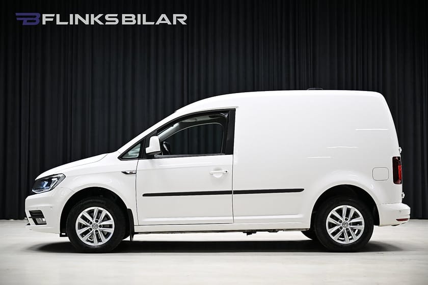 Bild 1 av Volkswagen Caddy Van DSG 102HK Nedlackad|LED|Inredd|Girafflucka|Moms|SeUtr!