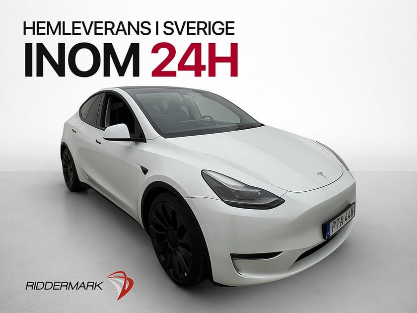 Bild 1 av Tesla Model Y Performance AWD Pano Kamera Moms Drag Skinn AP
