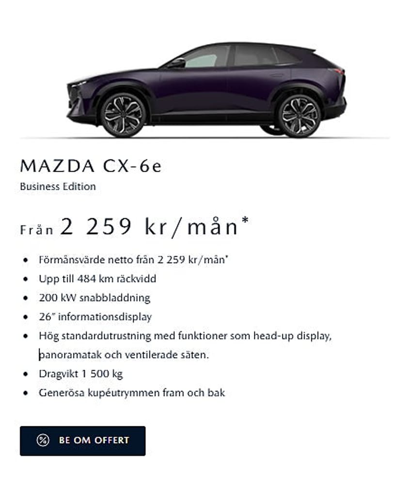 Bild 3 av Mazda CX-6e 78 kWh | Takumi | Vinterhjul & Service | 3.99% RÄNTA