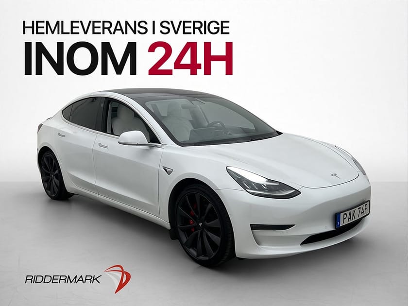 Bild 1 av Tesla Model 3 Performance AWD AP Pano Ljus-Läder Kamera