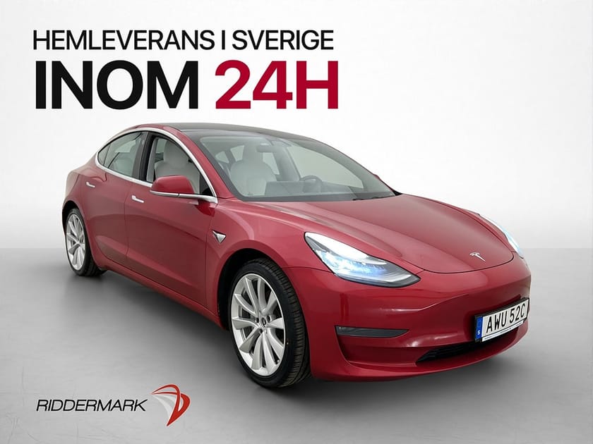 Bild 1 av Tesla Model 3 Long Range AWD Svensksåld Ljus-Interiör Pano