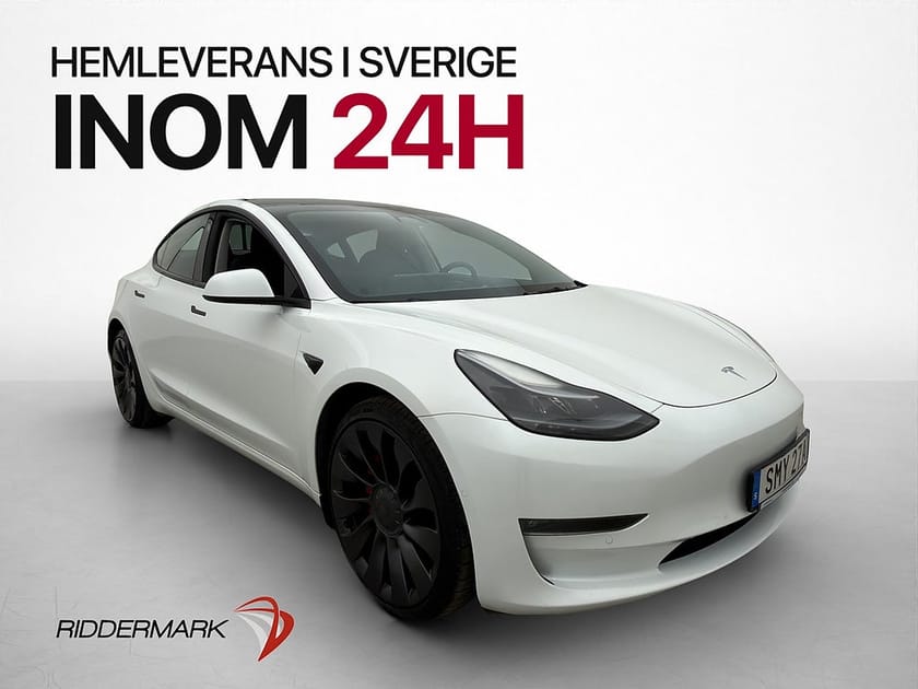 Bild 1 av Tesla Model 3 Performance 513hk Pano Autopilot Kamera Läder