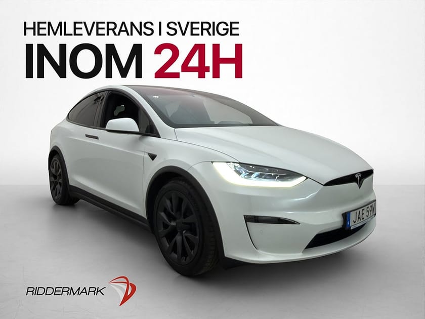 Bild 1 av Tesla Model X Plaid AWD 6-Sits AP Pano Yoke Skinn Drag Moms