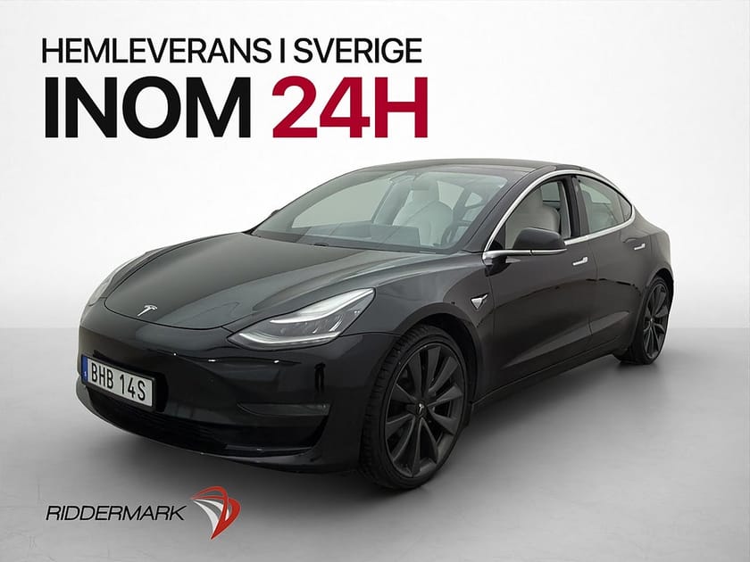 Bild 1 av Tesla Model 3 Long Range AWD Ljus interiör Dragkrok Sv.Såld