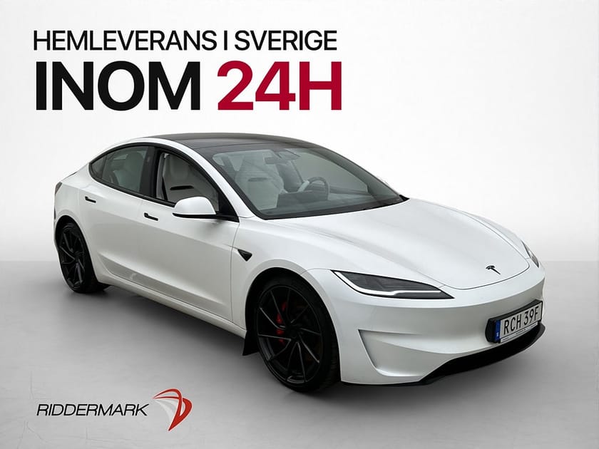 Bild 1 av Tesla Model 3 Performance AWD Ljus-Interiör MOMS Skärm-Bak
