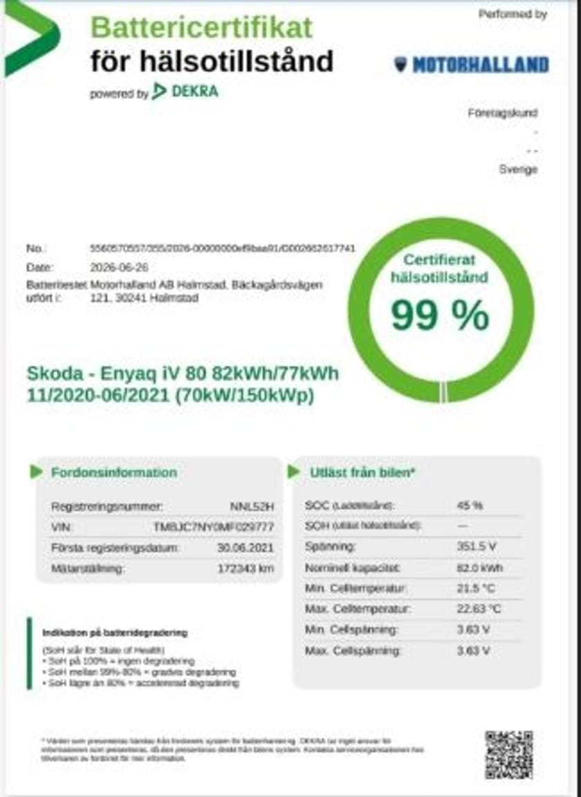Bild 2 av Škoda Enyaq iV 80 82 KWH 99% SoH DRAG, PANO, KAMERA. LÄDER MM!