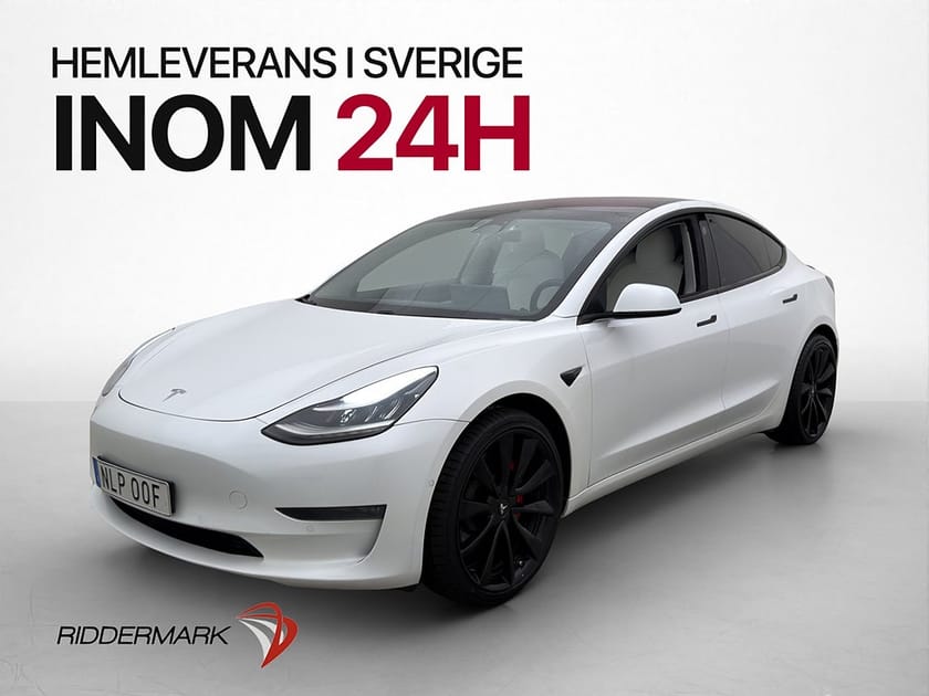 Bild 3 av Tesla Model 3 Performance Svensksåld Ljus Interiör