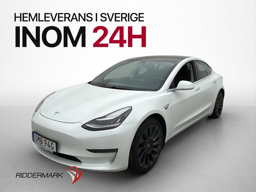 Bild 1 av Tesla Model 3 Long Range AWD Dragkrok Svensksåld Pano