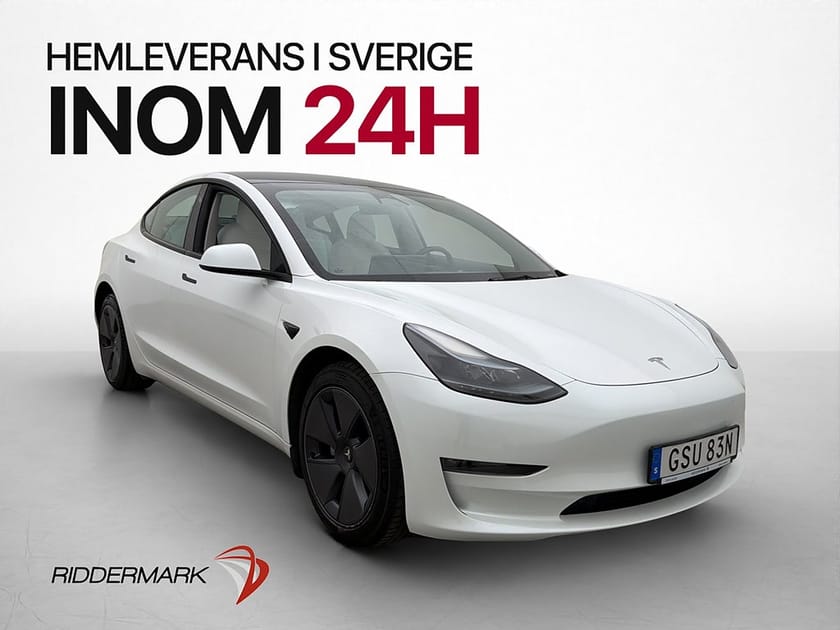 Bild 1 av Tesla Model 3 Long Range AWD Ljus-Interiör Panorama MOMS