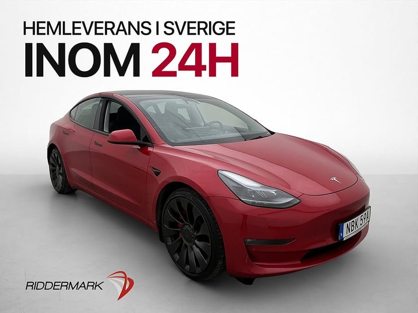 Bild 1 av Tesla Model 3 Performance 513hk Kamera Autopilot Sv-Såld