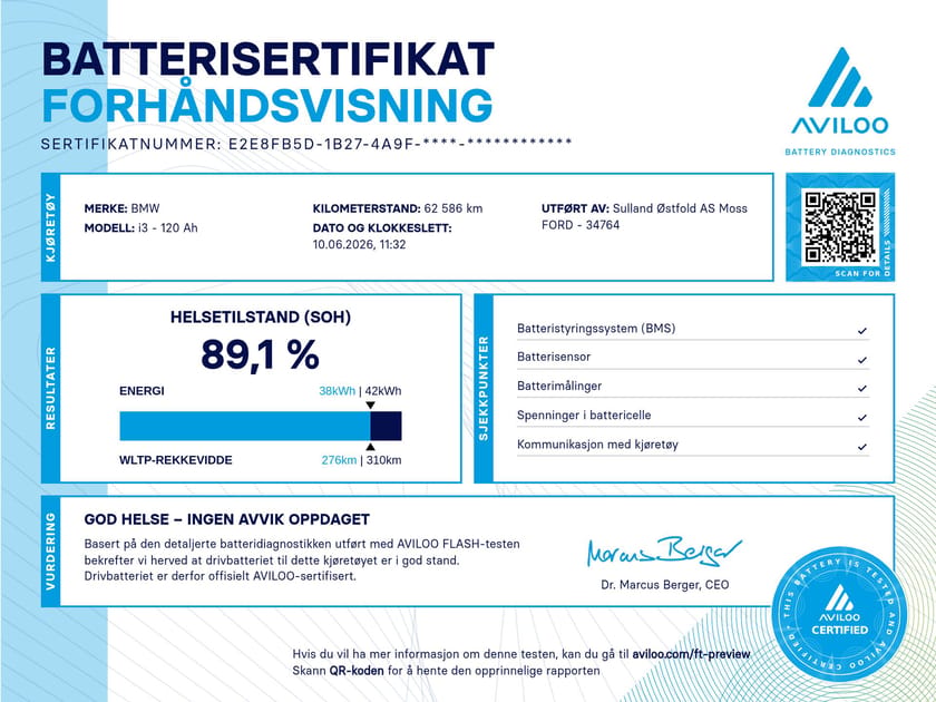 Bilde 2 av BMW i3 120 Ah 120Ah Fully Charged /Batteritest/Pano/HK/ACC/20"/Apple+