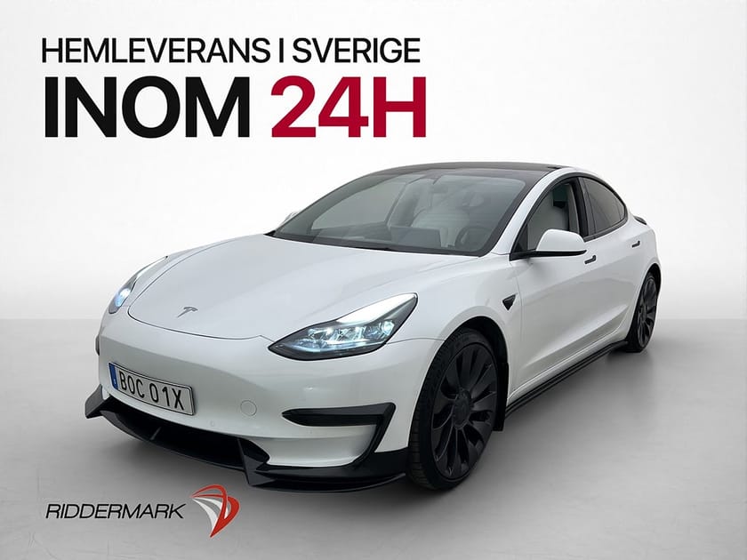 Bild 1 av Tesla Model 3 Performance Ljus interiör Autopilot Svensksåld