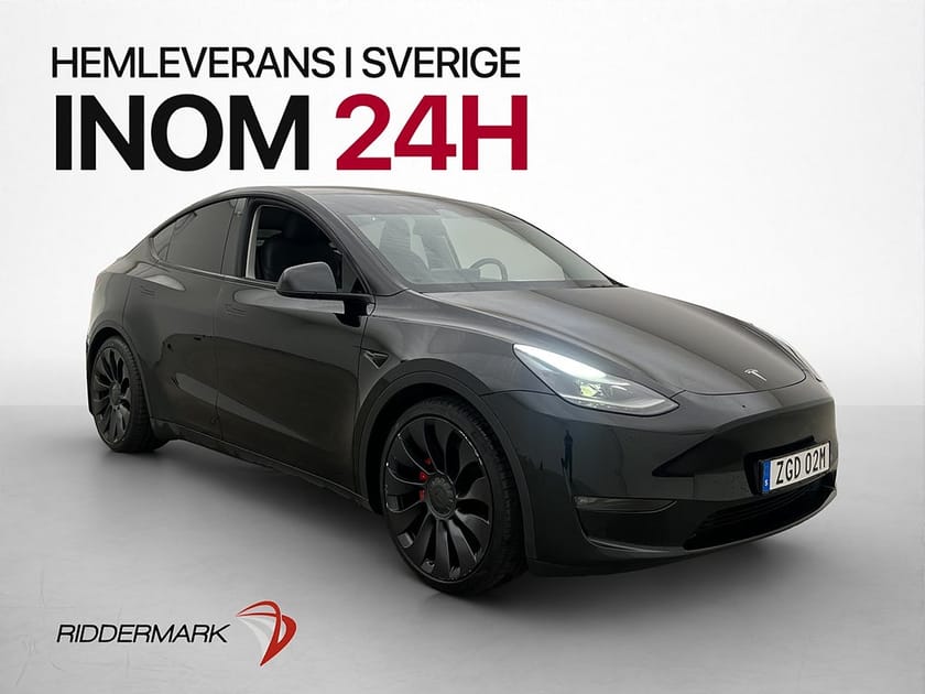 Bild 1 av Tesla Model Y Performance AWD Pano Kamera Skinn Drag AP Navi