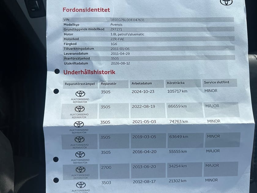 Bild 3 av Toyota Avensis Kombi 1.8 Valvem Business Eu5 Navi B-Kamera 12500 Mil!