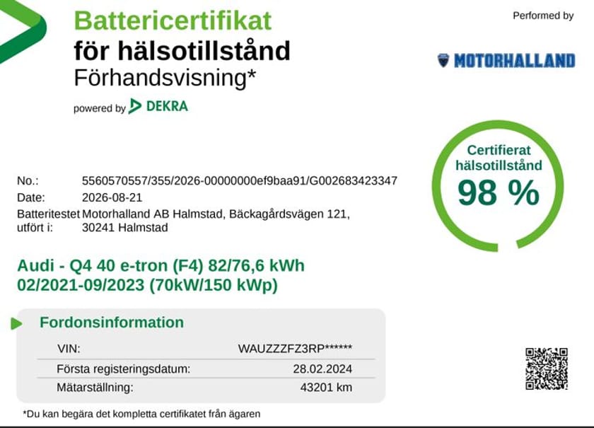 Bild 3 av Audi Q4 45 Sportback e-tron SB S-line 98% SoH HUD SONOS DRAG