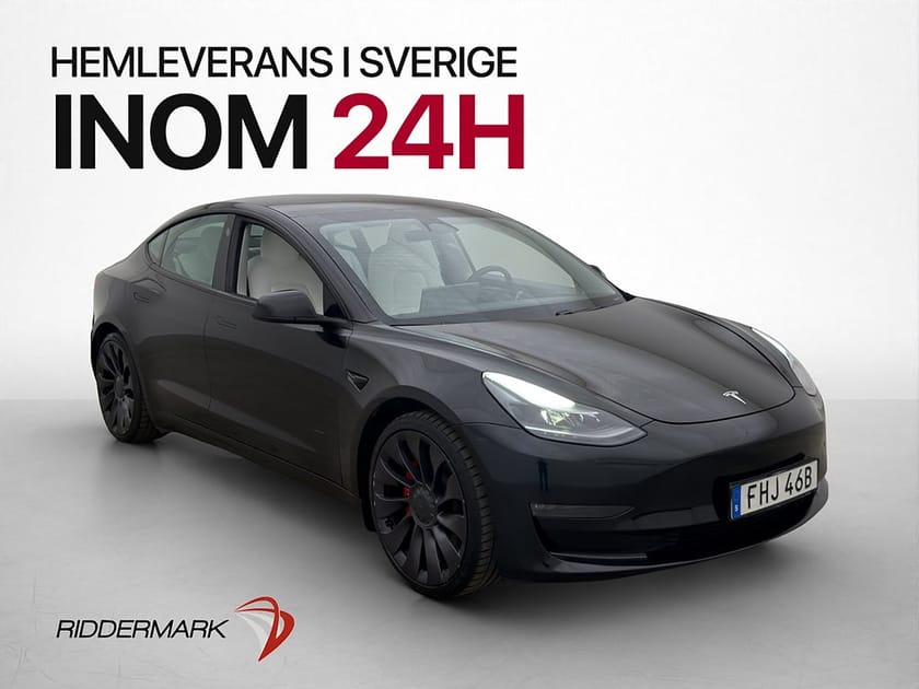 Bild 1 av Tesla Model 3 Performance AWD Värmepump Pano Ljus-Interiör